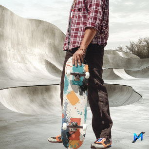 Abstract Block Brushstroke - Earthy Minimalist Art Skateboard