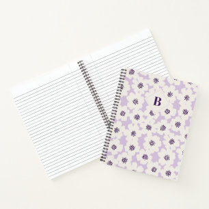 Abstract Blocky Floral Lavender Monogram Notebook