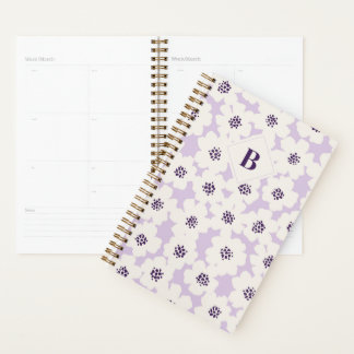 Abstract Blocky Floral Lavender Monogram Planner