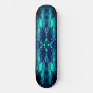 Abstract Bloom Aqua and Blue Fractal Design Skateboard