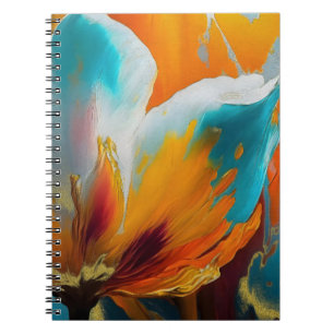 Abstract Bloom in Orange and Teal Notebook