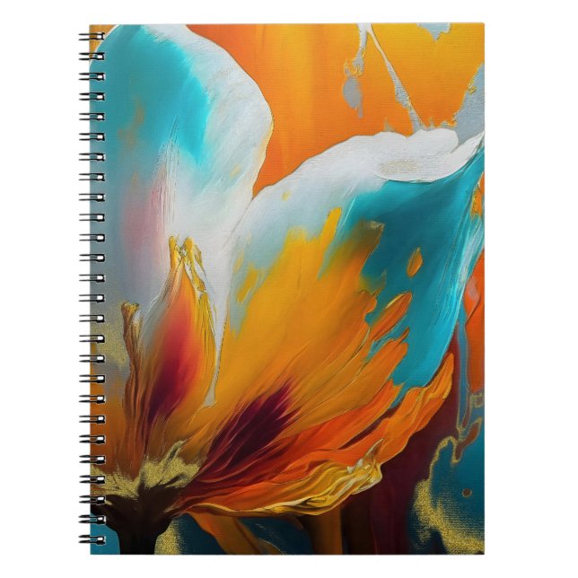 Abstract Bloom in Orange and Teal Notebook (Front)