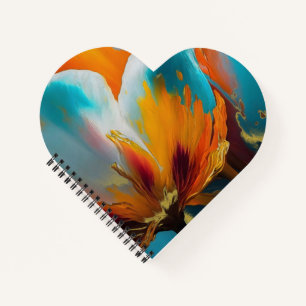 Abstract Bloom in Orange and Teal Notebook