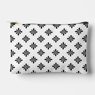 Abstract Blossom Flower Pattern Black and White Accessory Pouch