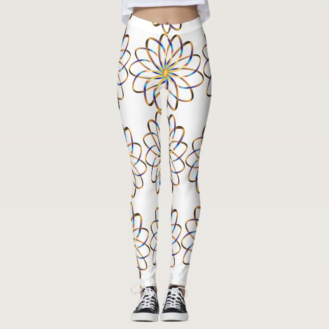 abstract blu flower leggings (Front)