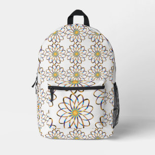 abstract blu flower printed backpack