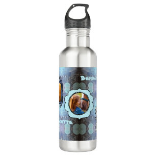 Abstract Blue 3 Photo Horse Pet Collage and Name 710 Ml Water Bottle