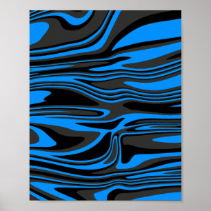 Abstract Blue and Black Flow Poster