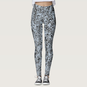 Abstract Blue and Black Pattern Leggings