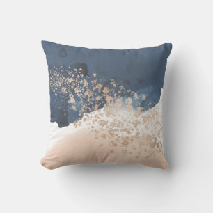 Abstract Blue and Blush Pink Outdoor Pillow
