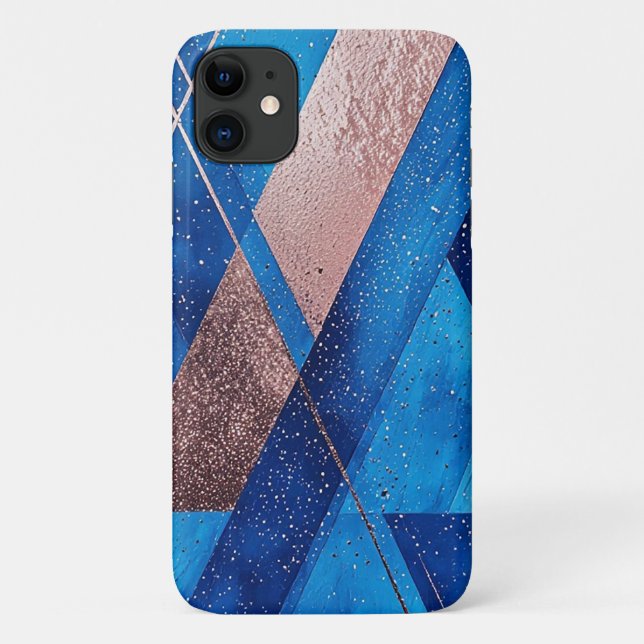 Abstract Blue and Gold Artistic Composition Case-Mate iPhone Case (Back)
