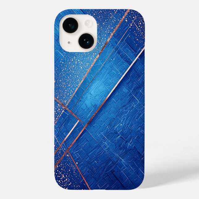 Abstract Blue and Gold Artistic Composition Case-Mate iPhone Case (Back)