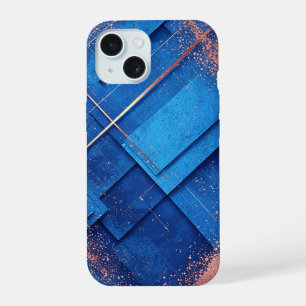 Abstract Blue and Gold Artistic Composition iPhone 15 Case