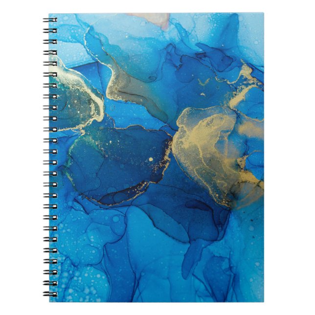 Abstract blue and gold fragment of colourful backg notebook (Front)