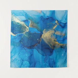 Abstract blue and gold fragment of colourful backg tapestry