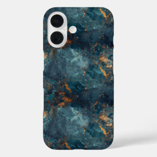 Abstract Blue And Gold Paint Texture iPhone 16 Case