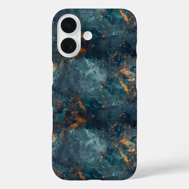 Abstract Blue And Gold Paint Texture Case-Mate iPhone Case (Back)