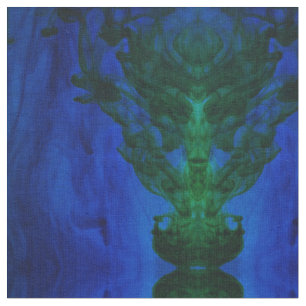 Abstract Blue and Green Dye Swirls Fabric