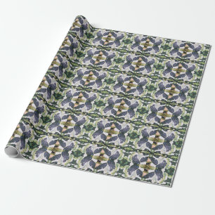 Abstract Blue and Green Leaves Craft or Gift Wrapping Paper