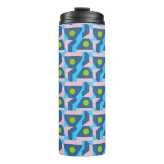 Abstract Blue and Green Pattern with Dots Thermal Tumbler