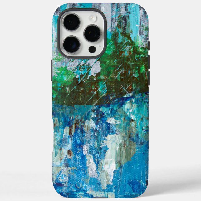 Abstract Blue and Green Textured Landscape Case-Mate iPhone Case (Back)