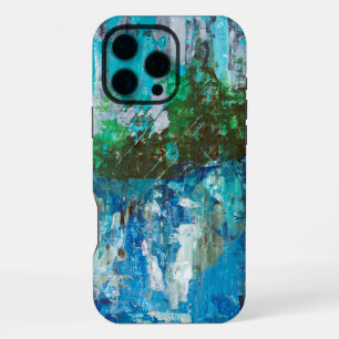 Abstract Blue and Green Textured Landscape iPhone 16 Pro Max Case