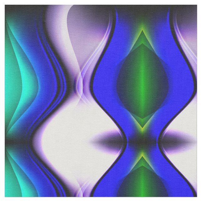 Abstract Blue and Green Waves Fabric (Close Up)