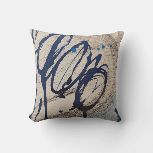 Abstract Blue and Grey  Cushion (Front)