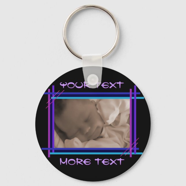 Abstract Blue and Indigo Frame Keychain (Front)