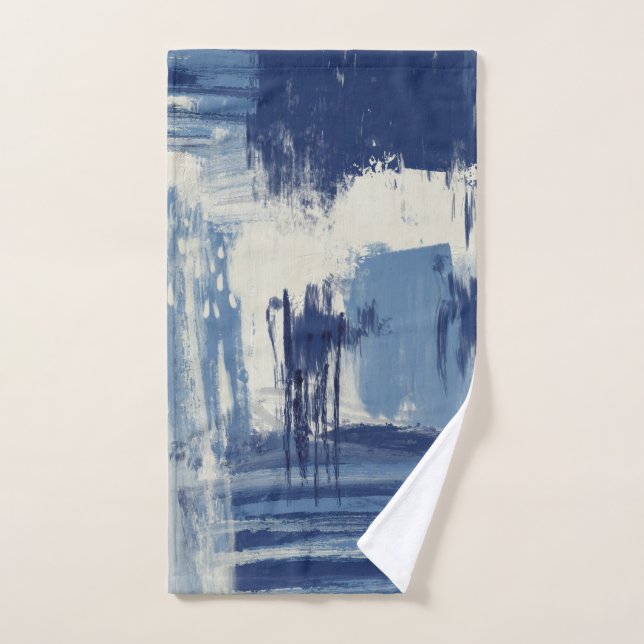 Abstract Blue and Ivory Bath Towel Set (Hand Towel)