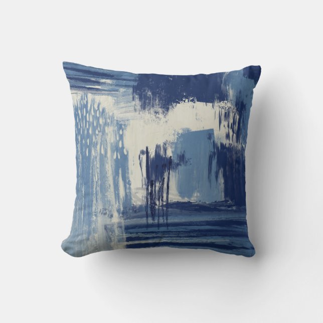 Abstract Blue and Ivory Cushion (Front)