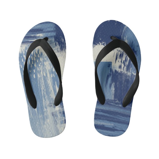 Abstract Blue and Ivory Kid's Jandals (Footbed)