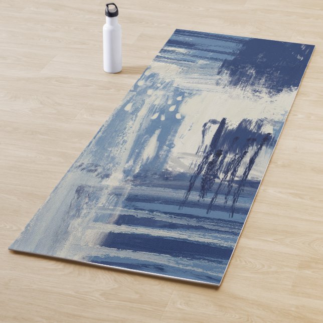 Abstract Blue and Ivory Yoga Mat (In Situ)