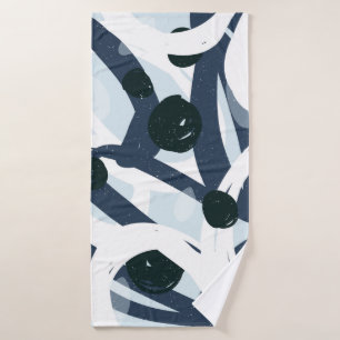 Abstract blue and navy brushstrokes painting illus bath towel