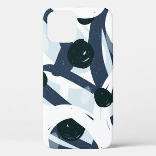 Abstract blue and navy brushstrokes painting illus iPhone 12 case