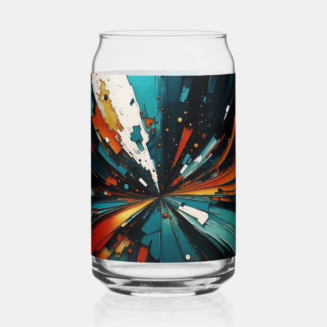 Abstract Blue And Orange 607 Can Glass (Front)
