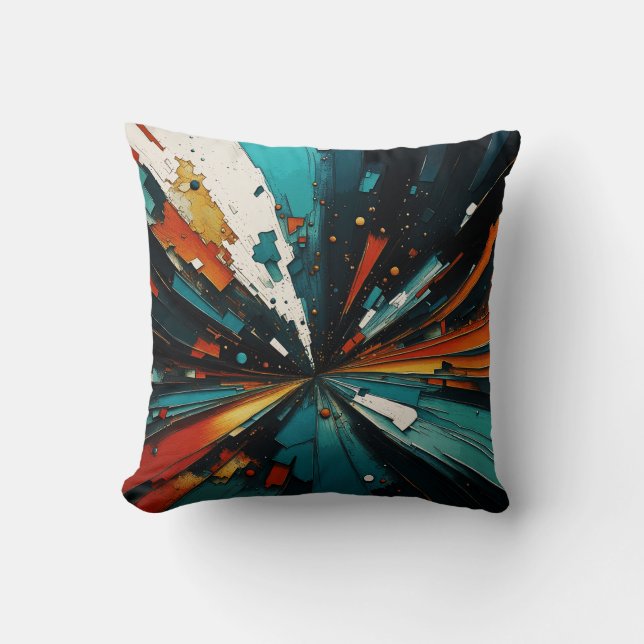 Abstract Blue And Orange 607 Cushion (Front)