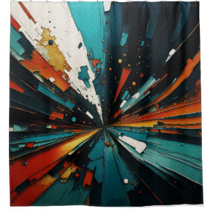 Abstract Blue And Orange 607 Shower Curtain