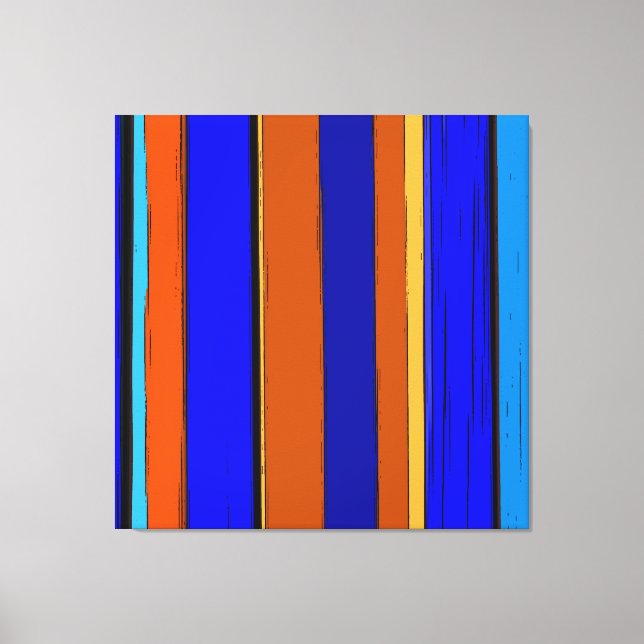 Abstract Blue And Orange 930 - Vertical Stripes Canvas Print (Front)