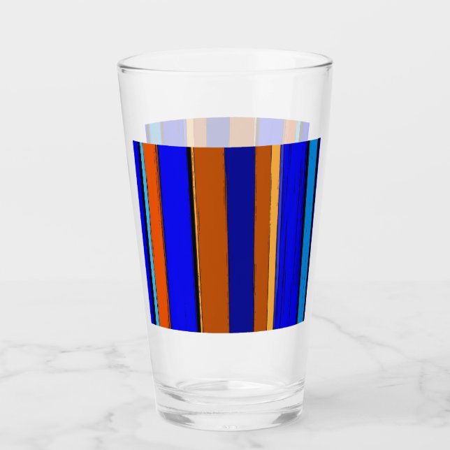 Abstract Blue And Orange 930 - Vertical Stripes Glass (Front)
