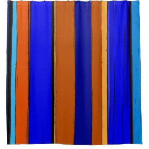 Abstract Blue And Orange 930 - Vertical Stripes Shower Curtain