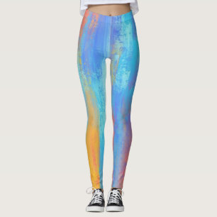 Abstract Blue and Orange Leggings