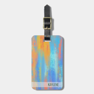 Abstract Blue and Orange Luggage Tag