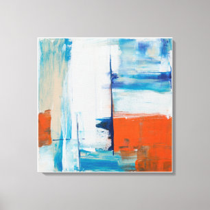 Abstract Blue and Orange Modern Art Canvas Print