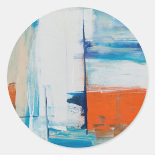 Abstract Blue and Orange Modern Art Classic Round Sticker