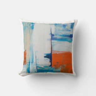 Abstract Blue and Orange Modern Art Cushion