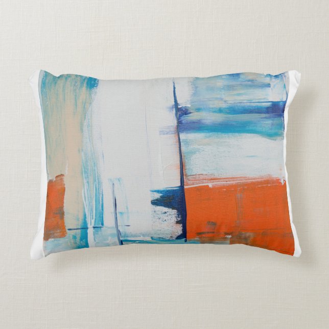 Abstract Blue and Orange Modern Art Decorative Cushion (Front)