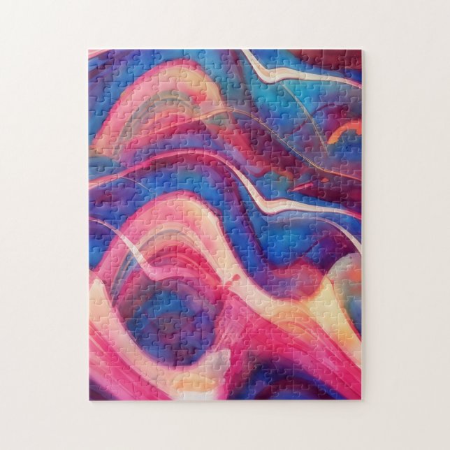 Abstract Blue and Pink Art Puzzle (Vertical)
