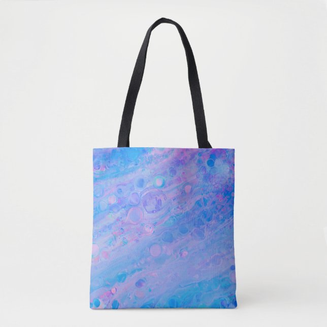 Abstract Blue and Pink Bubbly Mermaid Ocean Tote Bag (Front)