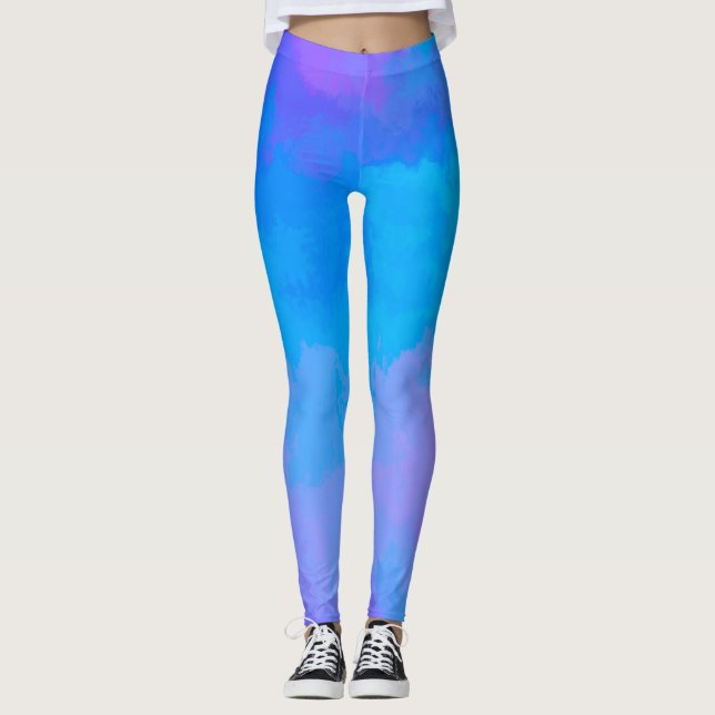 Abstract Blue and Pink Leggings (Front)
